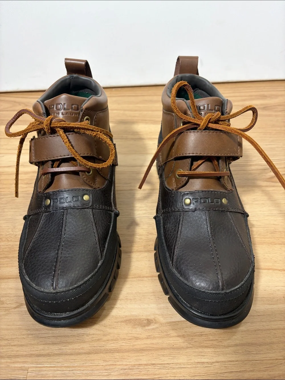 Polo Ralph Lauren Hardy II Men’s 9D Brown Leather Hiking Work Boots Lug Sole